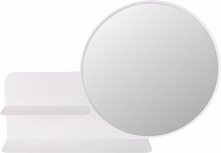 Gorillz Clever Wandspiegel met Plankje - spiegel rond - 85 x 56 cm - Wit