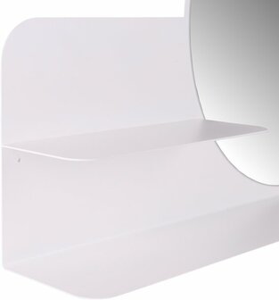 Gorillz Clever Wandspiegel met Plankje - spiegel rond - 85 x 56 cm - Wit