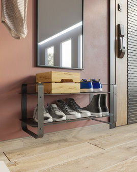 Gorillz  Unify -  Schoenenbank Met opbergruimte - Schoenenrek - Schoenenkast - 8 Paar - 80 cm Opbergrek - Zwart