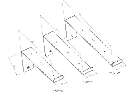 Gorillz Wagon 25 Industri&euml;le Plankdragers L-vorm - Plankendragers voor Wandplank - 25 cm Staal - Wit
