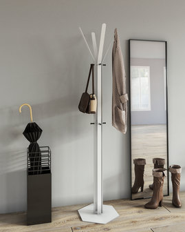 Gorillz&nbsp;Stack&nbsp;- Kapstok&nbsp;Staand&nbsp;- Staande kapstok	-&nbsp;Metaal - 12&nbsp;Kapstok haken -&nbsp;174,5 cm -&nbsp;Wit