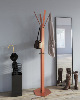 Gorillz&nbsp;Stack&nbsp;- Kapstok&nbsp;Staand&nbsp;- Staande kapstok	-&nbsp;Metaal - 12&nbsp;Kapstok haken -&nbsp;174,5 cm -&nbsp;Koperbruin