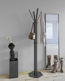 Gorillz&nbsp;Stack&nbsp;- Kapstok&nbsp;Staand&nbsp;- Staande kapstok	-&nbsp;Metaal - 12&nbsp;Kapstok haken -&nbsp;174,5 cm -&nbsp;Zwart