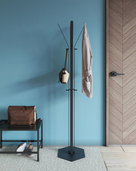 Gorillz&nbsp;Stack&nbsp;- Kapstok&nbsp;Staand&nbsp;- Staande kapstok	-&nbsp;Metaal - 12&nbsp;Kapstok haken -&nbsp;174,5 cm -&nbsp;Zwart