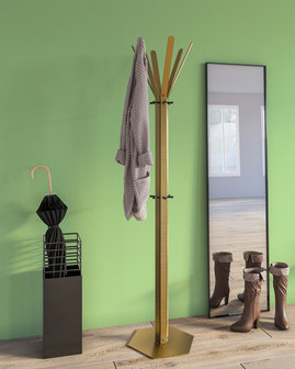 Gorillz&nbsp;Stack&nbsp;- Kapstok&nbsp;Staand&nbsp;- Staande kapstok	-&nbsp;Metaal - 12&nbsp;Kapstok haken -&nbsp;174,5 cm - Goud / Gold
