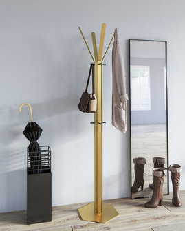 Gorillz&nbsp;Stack&nbsp;- Kapstok&nbsp;Staand&nbsp;- Staande kapstok	-&nbsp;Metaal - 12&nbsp;Kapstok haken -&nbsp;174,5 cm - Goud / Gold