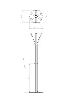 Gorillz Molto  - Staande Kapstok - 18 kapstokhaken Staande Kleerhanger (175 x 35 x 40 cm) - Metaal - Wit 