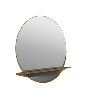 Gorillz Alien 60 - Wandspiegel met Plank - Ronde Hang Spiegel - 60 cm - Staal Goud - Gold