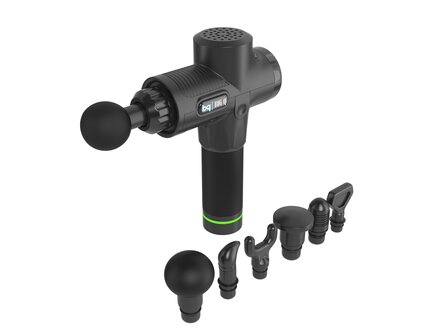 Big Q Massage Gun - Matzwart - 30 snelheden - 6 opzetstukken - Sport En Relax Massageapparaat - LCD Touchscreen 
