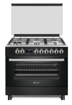 Wiggo WO-E969R(BX) Serie 9 - Gasfornuis - Zwart Rvs