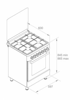 Wiggo WO-E605R(WX) Serie 5 - Gasfornuis - Wit Rvs