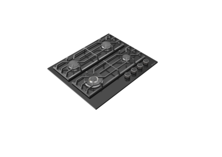 Wiggo WH-G634GR(B) - Inbouw gaskookplaat met Wok - 60cm - Zwart Glas