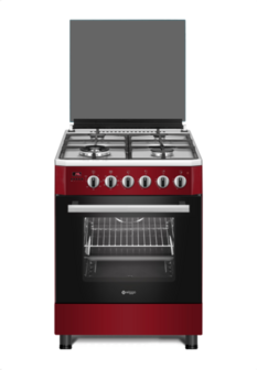 Wiggo WO-E639R(RX) Serie 9 - Gasfornuis - Wok - Rood Rvs