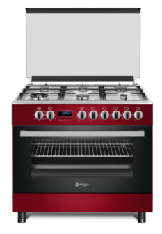 Wiggo WO-E969R(RX) Serie 9 - Gasfornuis - Rood Rvs