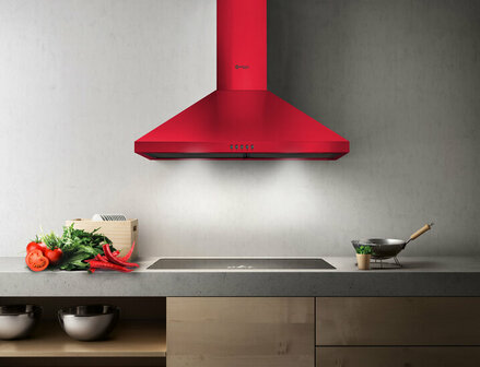 Wiggo WE-E943R(RB) - Wandschouw Afzuigkap - 90cm - Rood