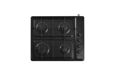 Wiggo WH-G604F(B) - Vrijstaande gaskookplaat - 4 kookzones - Zwart