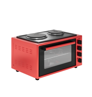 Wiggo WMO-E4562H(R) - Vrijstaande oven met kookplaat - 45 liter - Rood