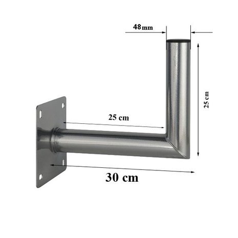 Blueqon WML25 48mm Antenne Muurbeugel 25 cm beugel staal