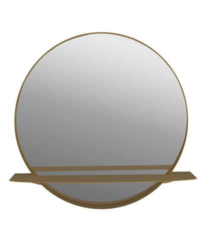 Gorillz Alien 60 - Wandspiegel met Plank - Ronde Hang Spiegel - 60 cm - Staal Goud - Gold