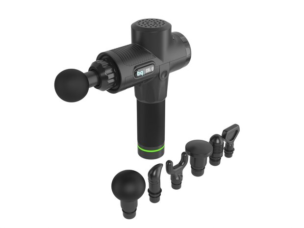 Big Q Massage Gun - Matzwart - 30 snelheden - 6 opzetstukken - Sport En Relax Massageapparaat - LCD Touchscreen 