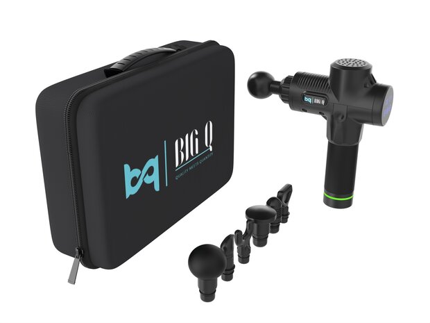 Big Q Massage Gun - Matzwart - 30 snelheden - 6 opzetstukken - Sport En Relax Massageapparaat - LCD Touchscreen 