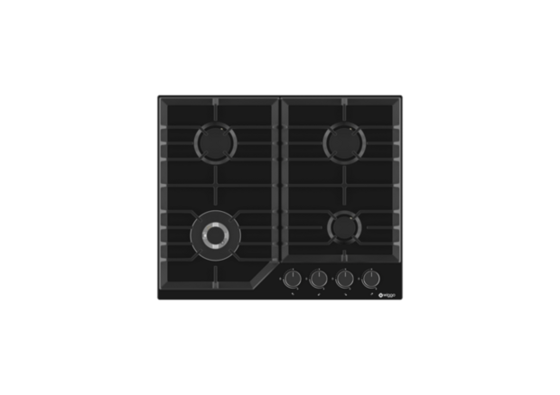 Wiggo WH-G634RL(B) - Inbouw gaskookplaat met Wok - 60cm - Zwart