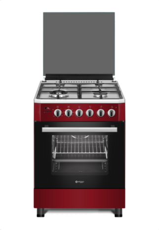 Wiggo WO-E639R(RX) Serie 9 - Gasfornuis - Wok - Rood Rvs