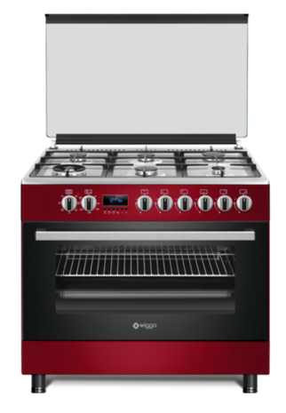 Wiggo WO-E969R(RX) Serie 9 - Gasfornuis - Rood Rvs