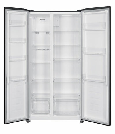 Wiggo WR-SBS18E(DX) - Amerikaanse Koelkast - No Frost - 2 deuren - Display - Super Freeze - 442 Liter - Zwart