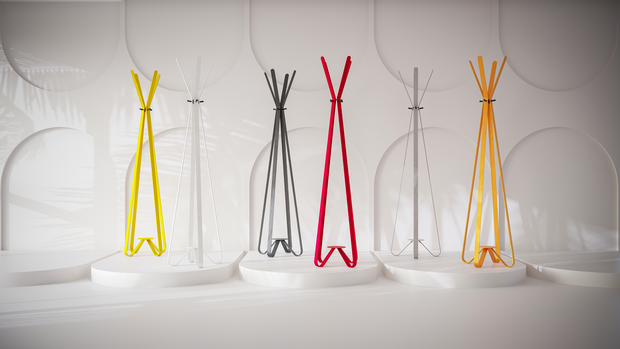 Gorillz Modi - kapstok staand- staande kapstok - 8 haken - Metaal -  170 cm - Rood