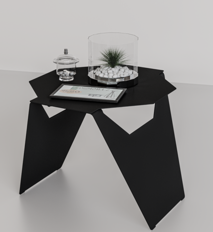 Gorillz Hive Bijzettafel - Moderne Salontafel - koffietafel - Metaal - Design- Zwart