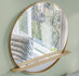 Gorillz Alien 60 - Wandspiegel met Plank - Ronde Hang Spiegel - 60 cm - Staal Goud - Gold